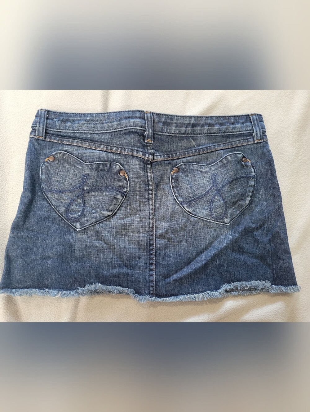 Juicy Couture Blue Denim Mini Skirt with Heart Back Pockets
